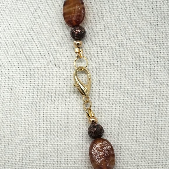 Necklace with Lamp Works Custom Painted Beads. Lobster Clasp. - Picture 4 of 4